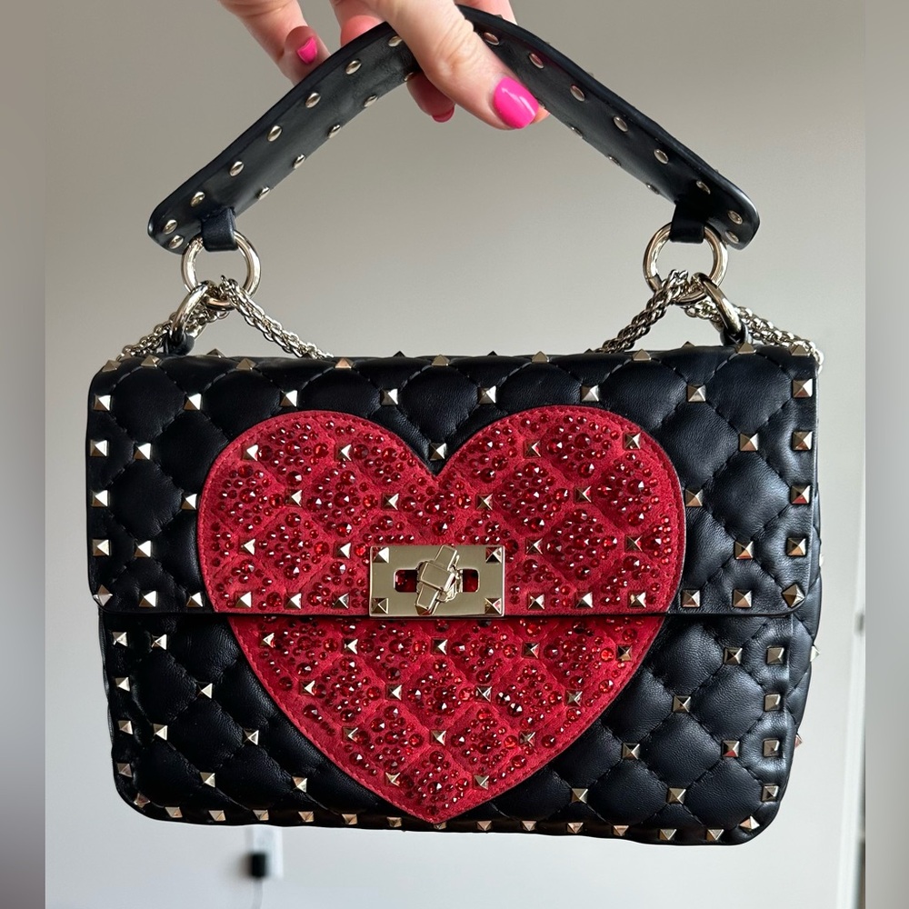 Valentino Valentino Garavani Heart Rockstud Spike Crossbody Bag